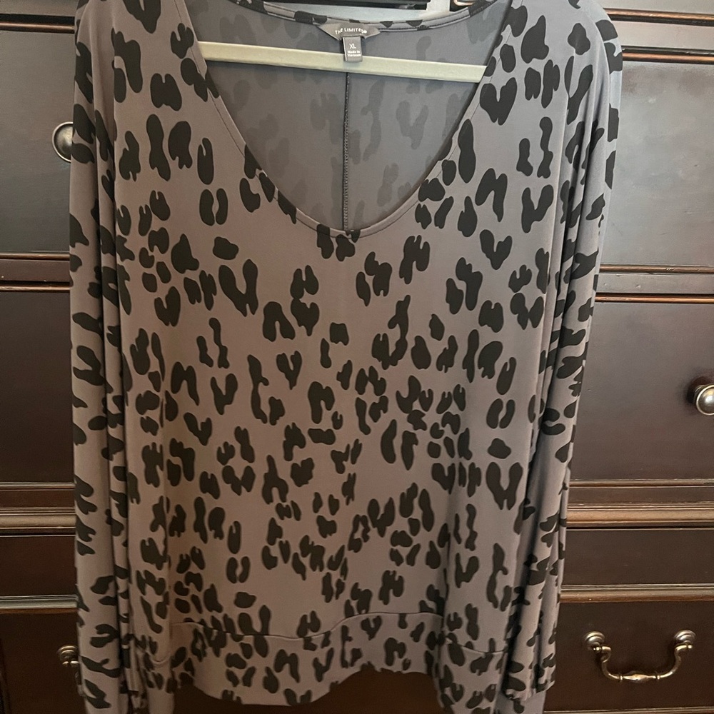 The Limited Black and Gray Animal Print Blouse